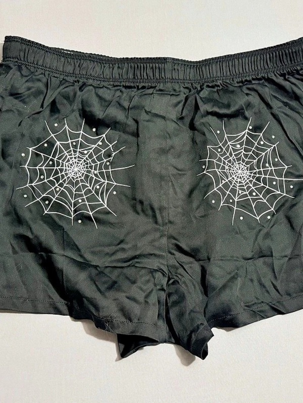 Victoria's Secret PINK Halloween Spiderweb Shorts Black Rhinestone Medium NWT